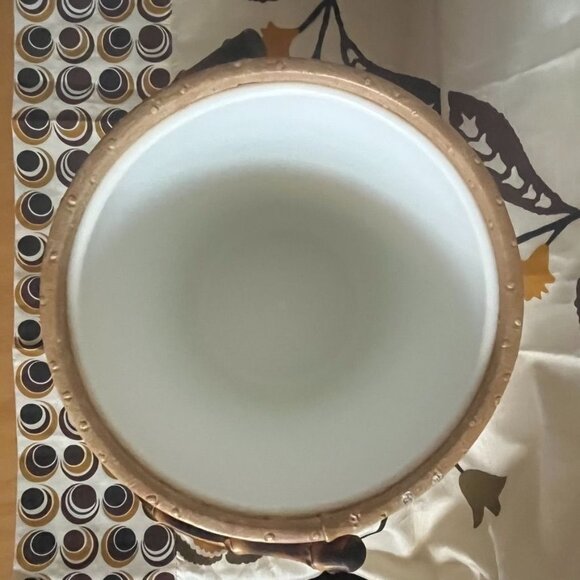 Vintage MCM Faux Ostrich Ice Bucket With Bamboo Handle & Lid READ - Picture 5 of 11